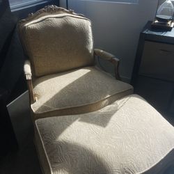Vintage Bergere Chair and Ottoman 