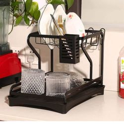 ALLC Dish Drying Rack Dish Rack with Cup Holder Small Draining Rack Multifunctional Kitchen Storage