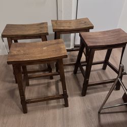 4 Wooden Stools For Table/counter