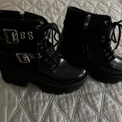 Faux Leather Platform Boots