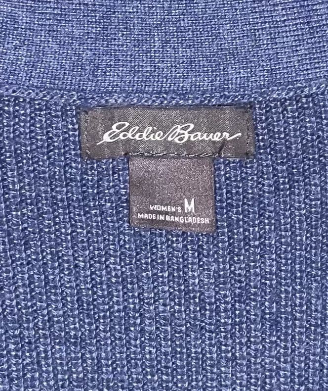 Ladies Long Cardigan. Eddie Bauer, Medium, Dusty Blue.