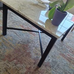 Premium Stone Top Bronze Metal Base Coffee Table