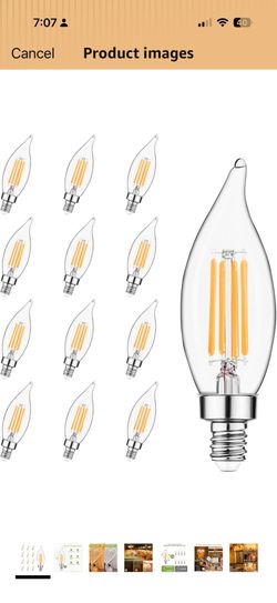 Sigalux E12 LED Candelabra Bulb 60 Watt Equivalent, Dimmable Chandelier Light Bulbs 2700K Soft White, CA10 Candle Bulbs for Chandelier, 5W, 450LM, 12 
