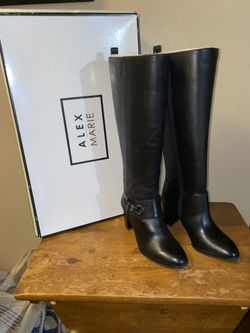 Alex Marie Black Knee High Boots Wide Calf 7.5