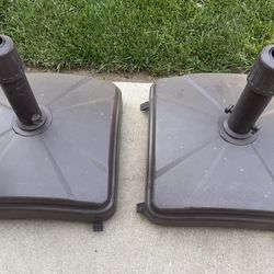 Set of 2 Shademobile Rolling Umbrella Bases and Stands, bronze finish