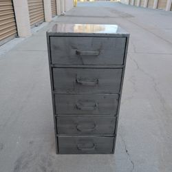 Small Gray Metal 5 Drawer Storage Cabinet