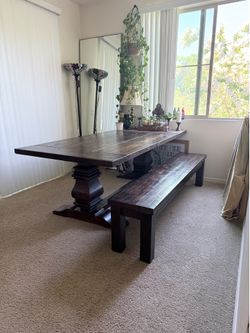 Restoration Hardware Extension Dining Table and Bench