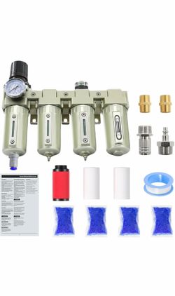 4 Stage 3/4" Air-Dryer-for-Compressor 3Filter& 1Dryer System Auto Drain Air-Compressor-Water-Separator-System for Plasma Cutter and Paint Spray, NPT I