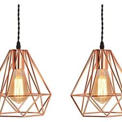 2 EFINEHOME Vintage Gold Rose Light Pendant 