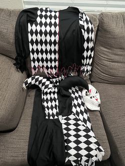 Kids jester costume- mask, hat, top n bottom
