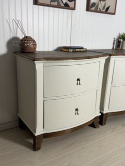 Large Nightstand Set - Creamy White with Faux Wood Top