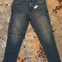 Express Men's Slim Straight Jeans Medium Blue Wash 38x32