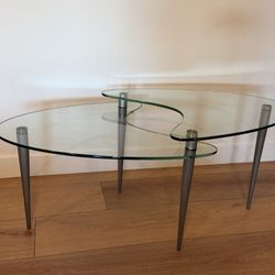 MCM boomerang two-tier glass coffee table
