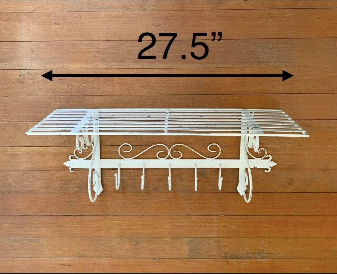 White Wrought Iron Wall Shelf