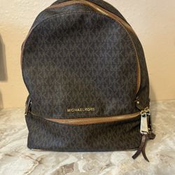 Michael Kors The Rhea Medium Brown Logo Backpack