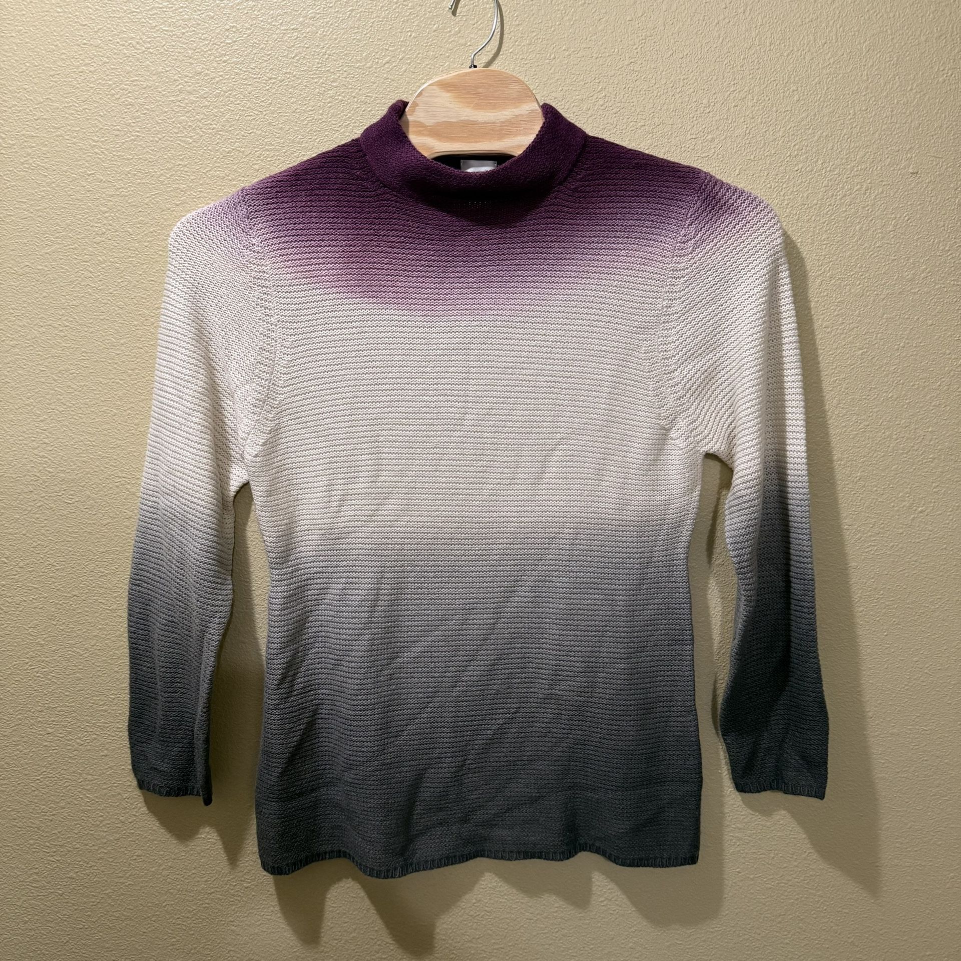Women’s Size 3 (XL) Chico’s Ombré Mock Neck Purple White Gray Sweater