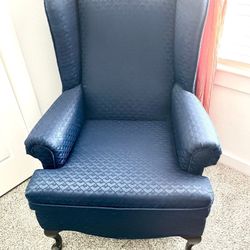 Navy Blue Wingback Armchair