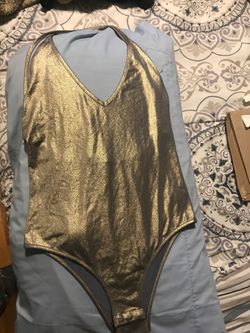 Metallic gold/blue bodysuit