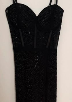 Black Embellished Strappy Evening Dress