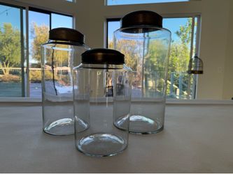 Restoration Hardware — Set of 3 Glass Display Containers with Metal Lids