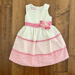 Jessica Ann Adorable Toddler Girls Pink White Gingham Embroidered Dress Size 3T