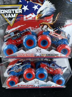 Monster Jam Stars and Stripes - BRAND NEW - 2 sets ( 4 trucks total)