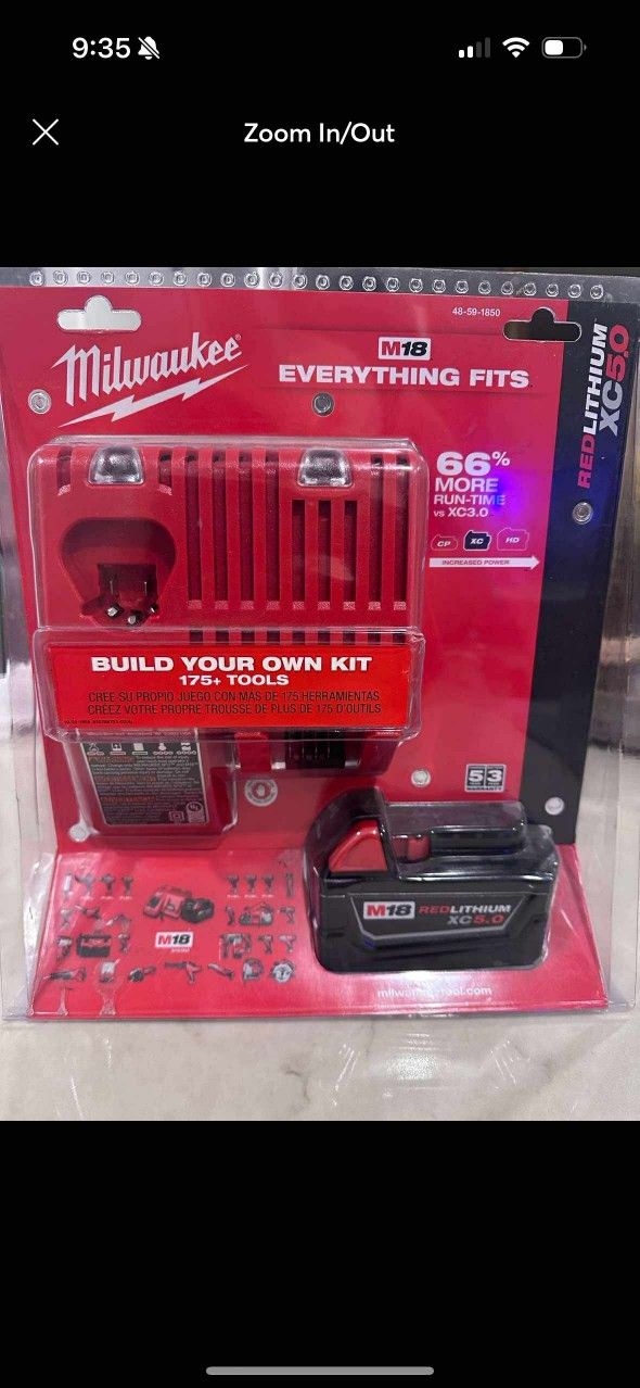 Milwaukee New Kit Battery 5ah And Charger Nuevos