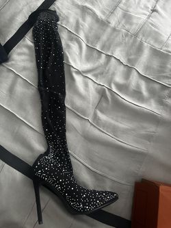 Black Thigh High Pumps