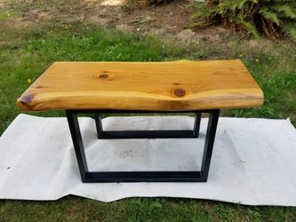 Live Edge Wood Slab Table with Metal Legs