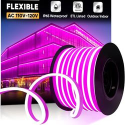 66Ft GZBtech Flexible LED Neon Rope Lights 66FT,AC 110-120V Waterproof Strip Light, 120 LEDs/M Cuttable Connectable Neon Lighting for Indoor Outdoor H