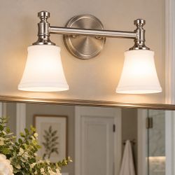 Bathroom Vanity Light – 2-Light Brushed Nickel Wall Sconce