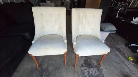 Cleaned! 2 tufted accent chairs hint of yellow
