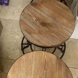 Swivel Wood and Metal Bar Stools
