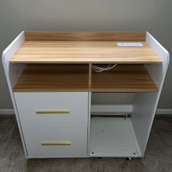 White Cabinet With Charging Port & Holder For Shredder