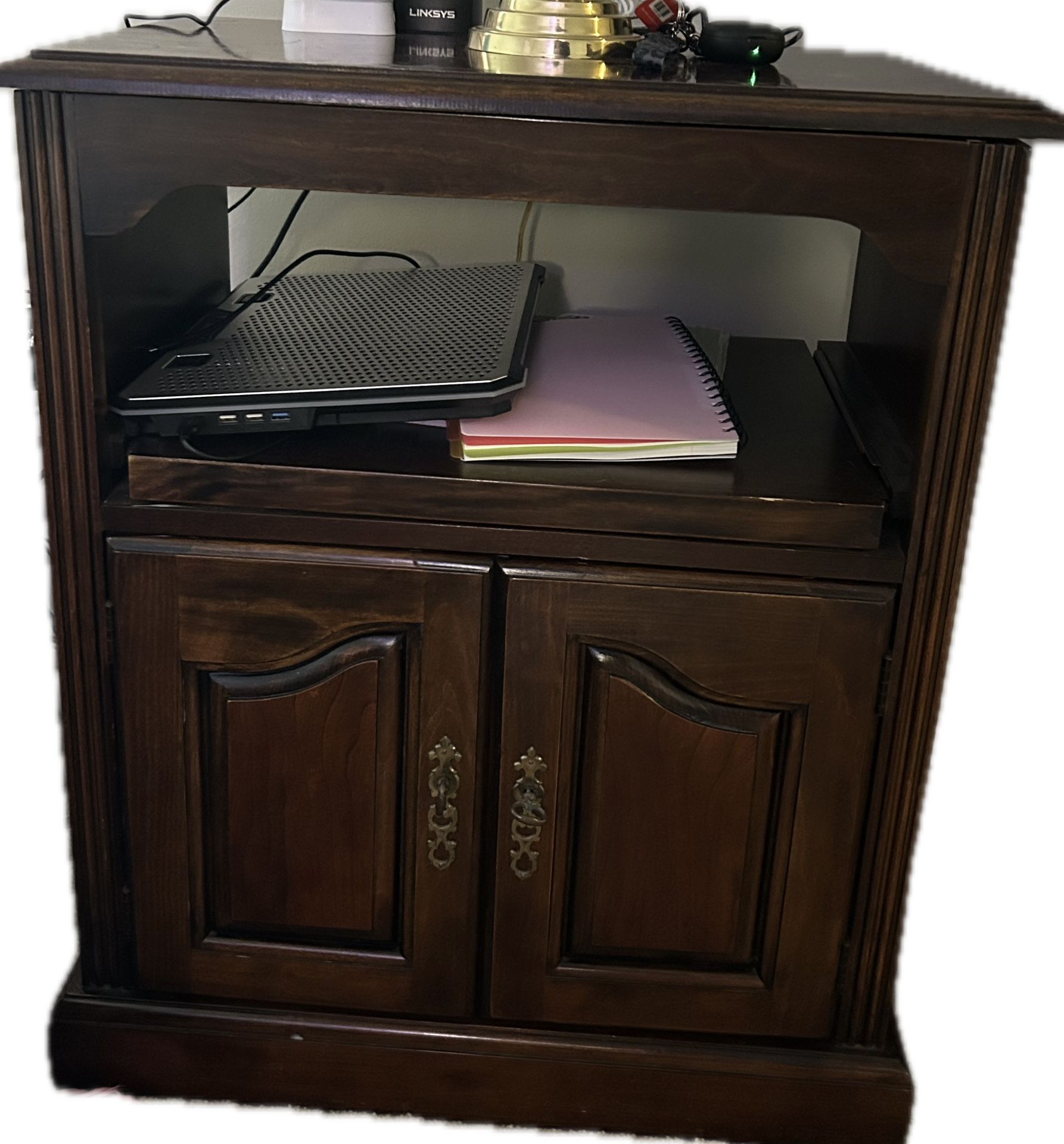 wooden cabinet and shelf