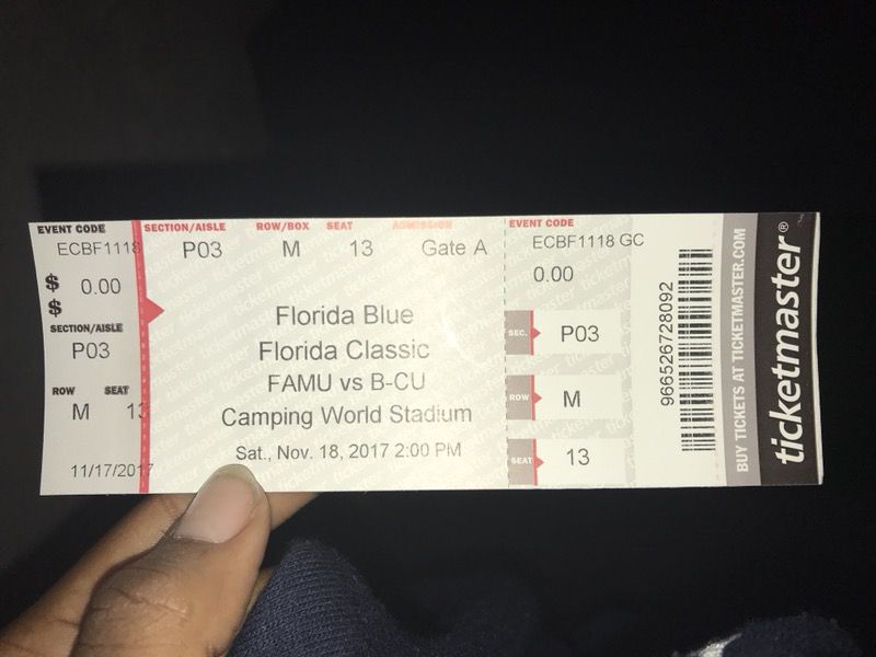 Florida Classic Game Ticket (for November 18, 2017)