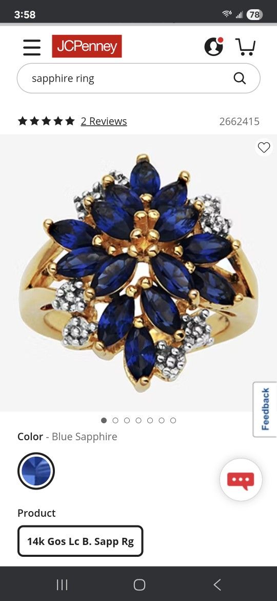 Blue and White Lab-Created Sapphire 14K Yellow Gold Over Sterling Silver Ring