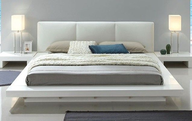 Brand New White Modern Style Queen Platform Bed Frame