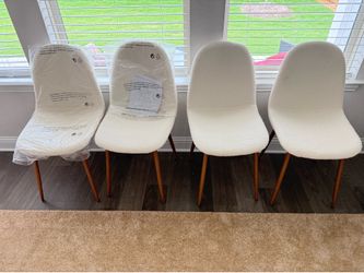 Brand New Teddy Fabric Dining Chairs – Set of 4 White Modern Accent Chairs