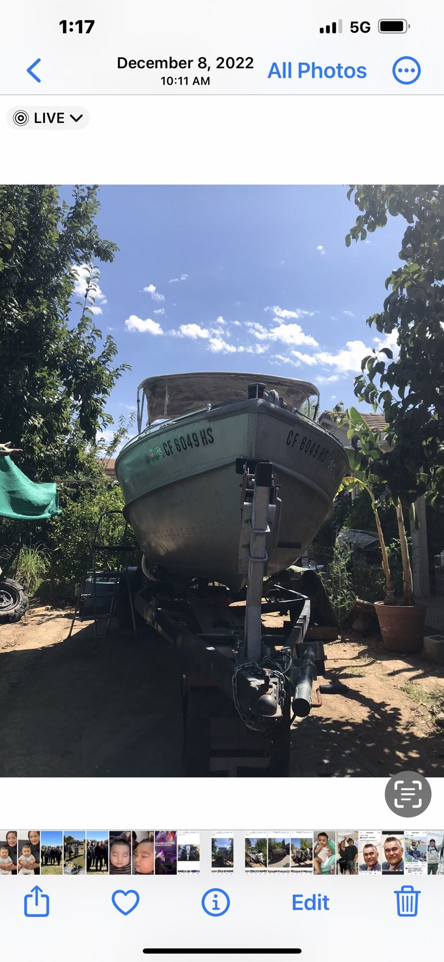 Fishing Boat, Aluminum W/ Trailer,1959 /Alumacra.18 Ft