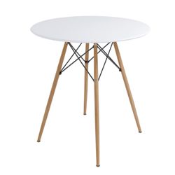 Milliard 31 Inch Round Dining Table – Small Mid-Century Modern Kitchen Dining Table for 2-4 People, Made with Real Beech Wood Legs, White, 31' x 31' x