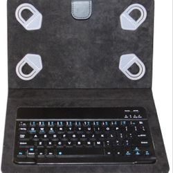 Onn Bluetooth Wireless Keyboard Folio Magnetic Notebook Case For Tablets 9/10 Inch. Case blemishes. This image shows an ONN Universal Bluetooth Keyboa