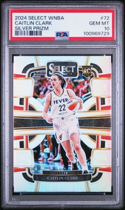 Caitlin Clark 2024 Panini Select #72 WNBA Rookie Card Silver Prizm PSA 10 RC