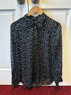 Theory, sheer black women’s blouse
