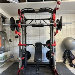 Smith Machine 200 | Adjustable Bench | 245lb Cast Iron Olympic Weights | 7ft Olympic Bar | Fitness | Gym Equipment | FREE DELIVERY/INSTALLATION 🚚 🛠️