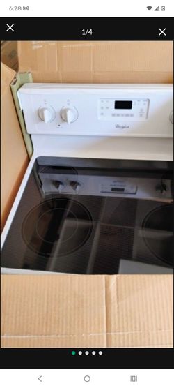 Range stove electric whirlpool white,in box available now