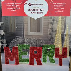 Member's Mark 28" Pre-Lit Decorative Yard Sign spelling "MERRY"