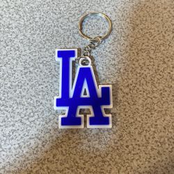Dodger blue and white keychain