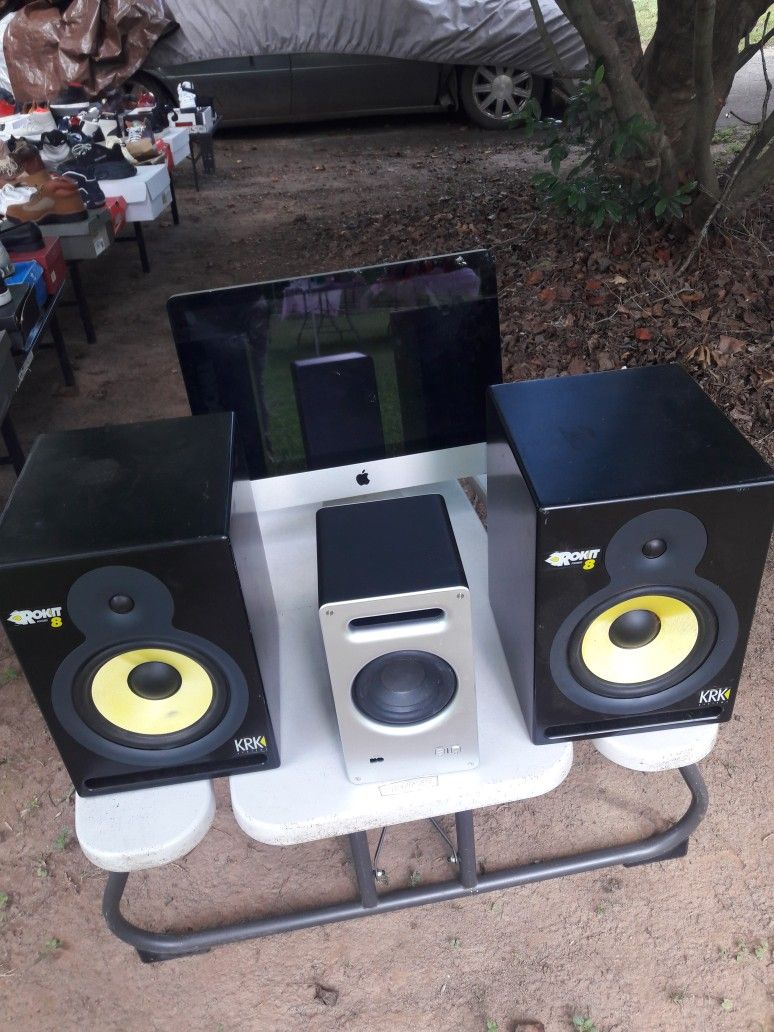 ** KRK SYSTEMS POWERED ROCKIT 8 MONITORS AND APPLE MONITOR $$450 OBO