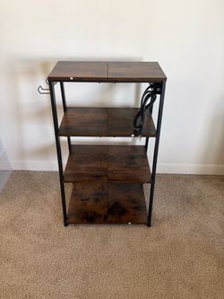 4-Tier AV Media Stand with Power Strips, Heavy Duty Stereo Cabinet Stand